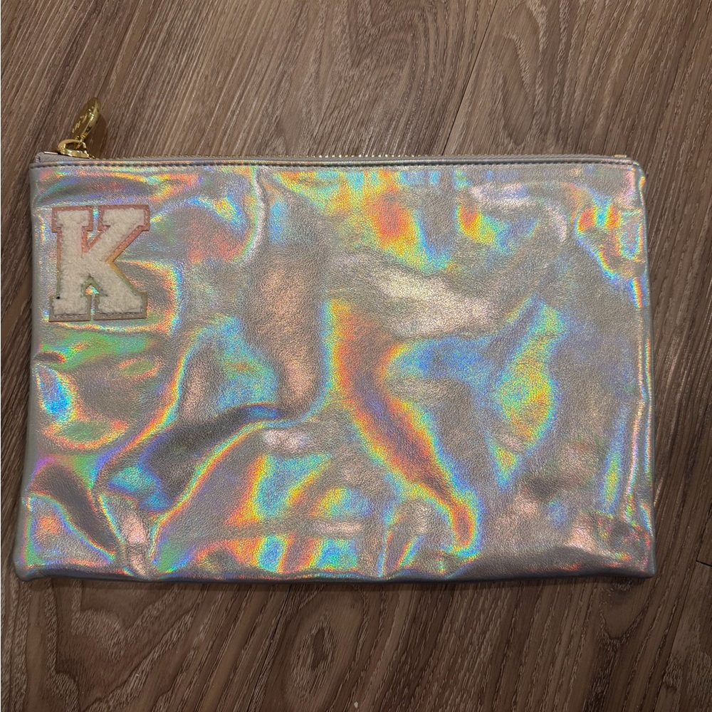 Stoney Clover Lane Iridescent Zip Pouch with 'K' Patch